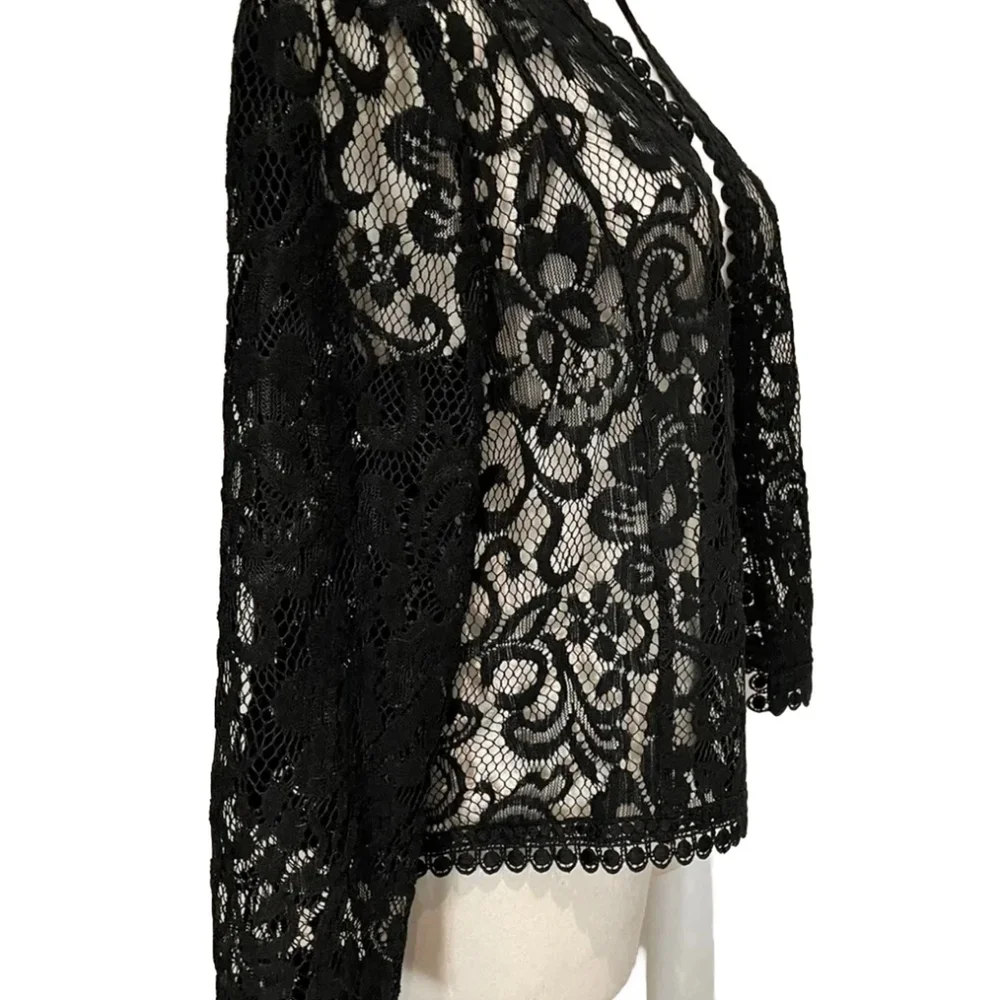 🩵💥 TAHARI Arthur Levine Black Lace Women’s Top - Picture 5 of 6